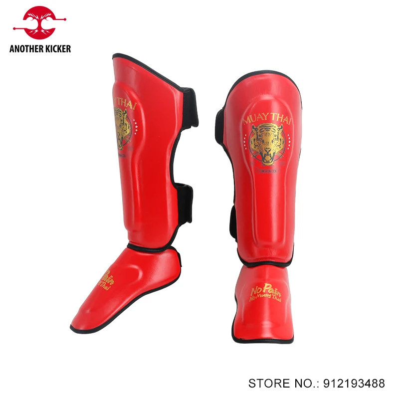 1 Pair Boxing Kickboxing Shin Instep Guard PU Leather Foot Support Leg Guards Shinguards MMA Muay Thai Training Ankle Protector