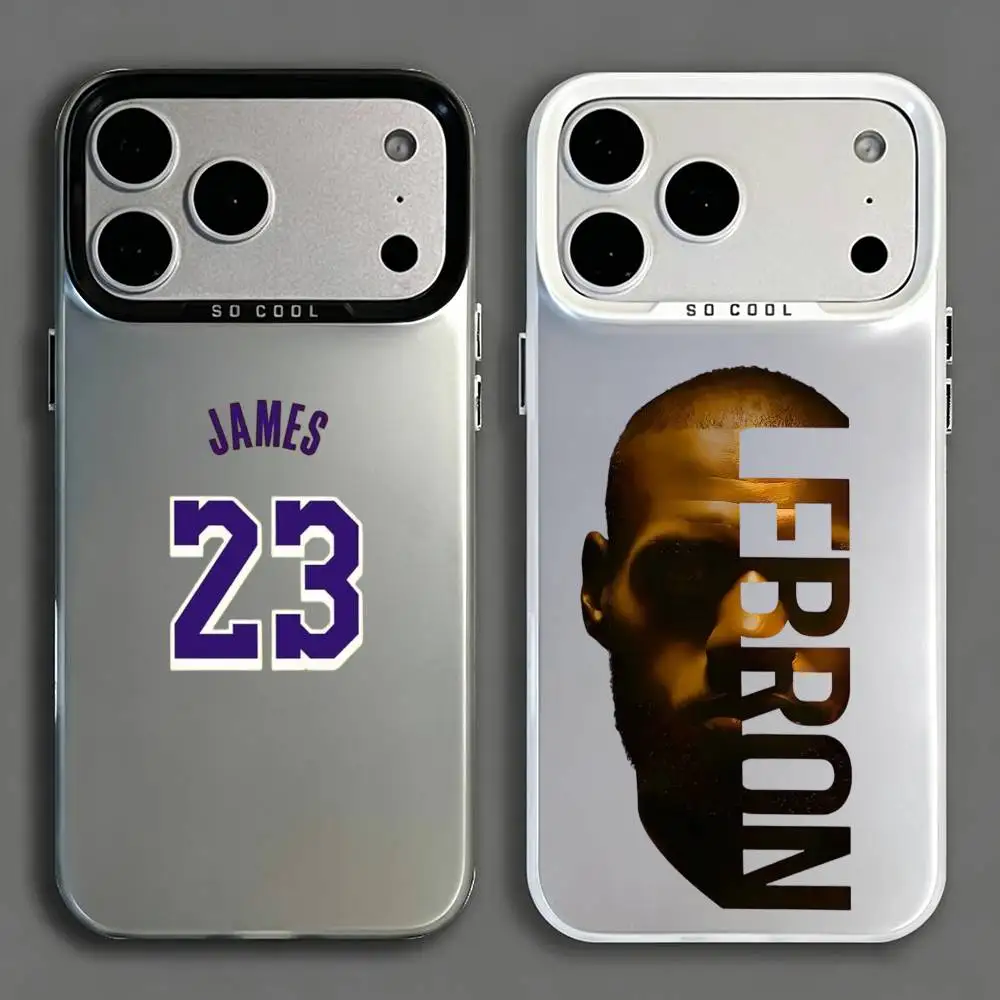 Basketball LeBron James No23 Phone Case For iPhone 17,16,15,14,13,12,11,Mini,Pro,E,MAX White Candy Matte Cover