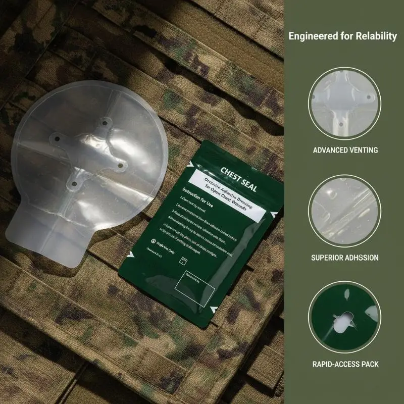 

Safety Survival Emergency Trauma Sticker Chest Seal Vented First Aid Patch Outdoor Tool