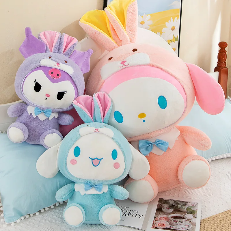 

Новая плюшевая игрушка Sanrio Cinnamoroll Kuromi, мягкая красочная плюшевая набивная кукла, милая мелодия, украшение комнаты, детская Подарочная подушка