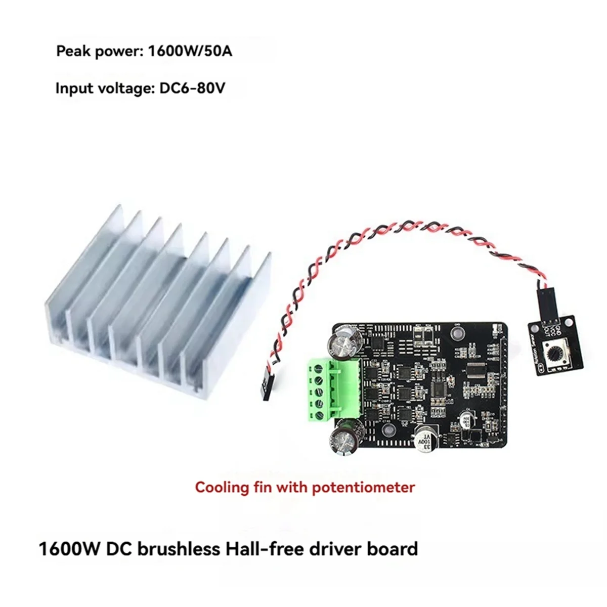 A56XQ DC 6-80V BLDC Three Phase DC Brushless Motor Controller PWM High Power 1600W Motor Driver Board Motor Regulator No Hall