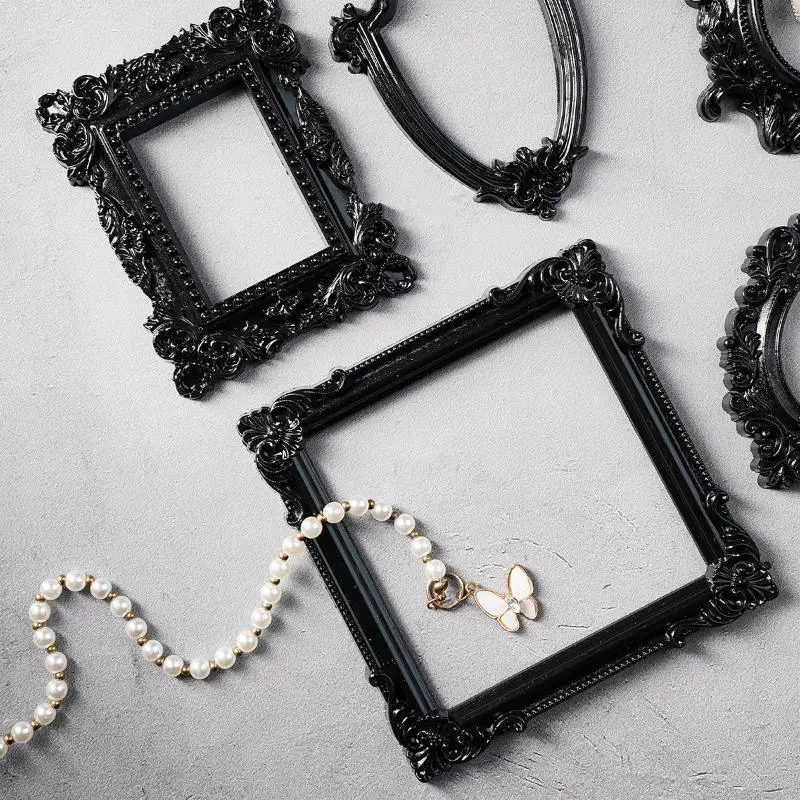 New 1Pcs European-style Resin Material Black-edged Prop Photo Frame DIY Wall Decoration Suitable For  Props