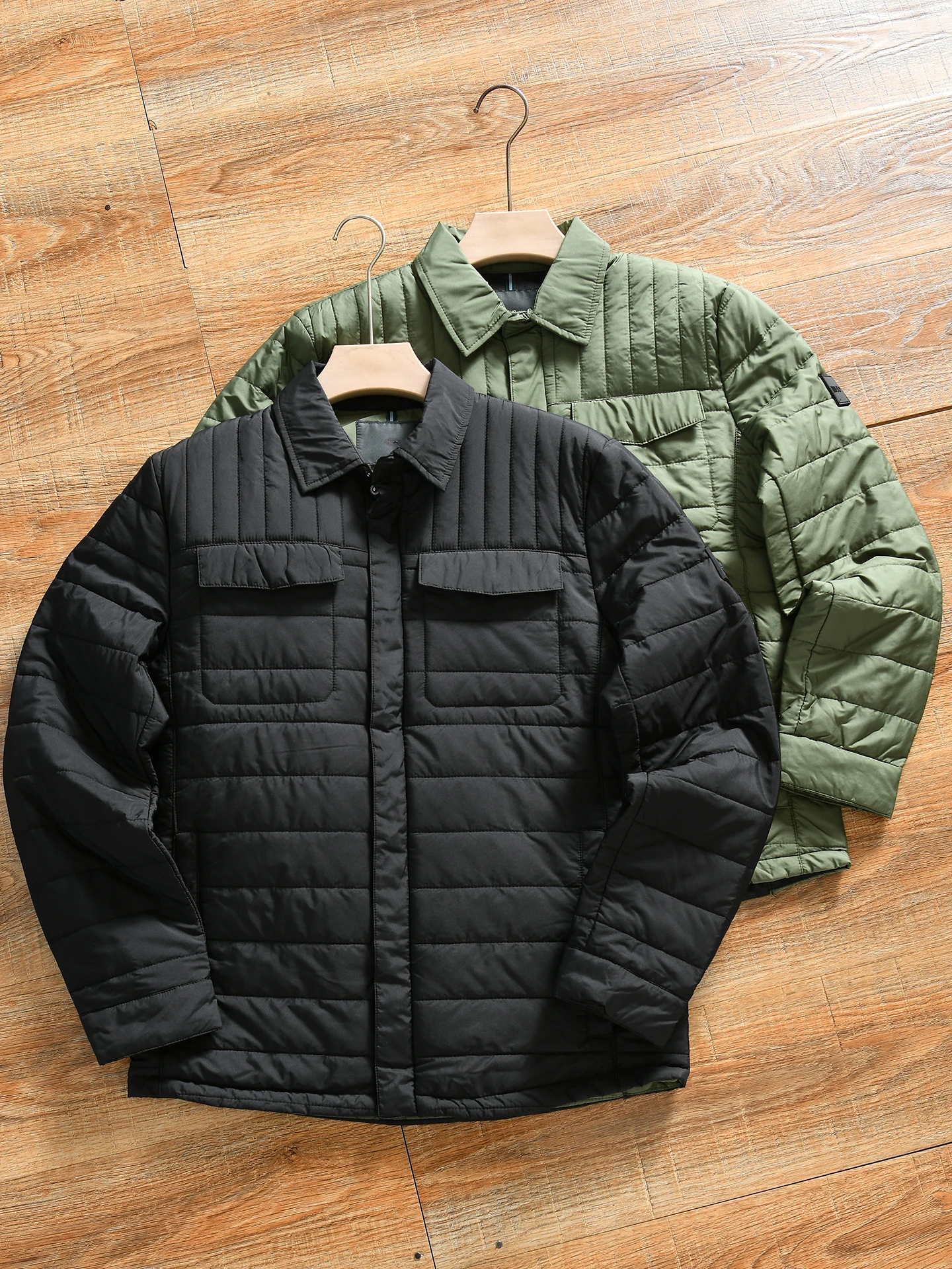 Men's Lightweight Casual Shirt Style Cotton Jacket Autumn Winter Outdoor Fashion Urban Standard Fit Polyester Filling Coat