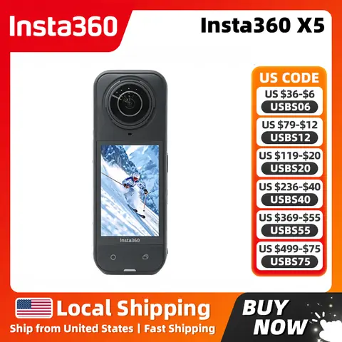 Insta360 X5 Standard Bundle 8K30fps 360 Video with Dual 1/1.28" Sensors 360° Action Camera 208 Mins Battery Life
