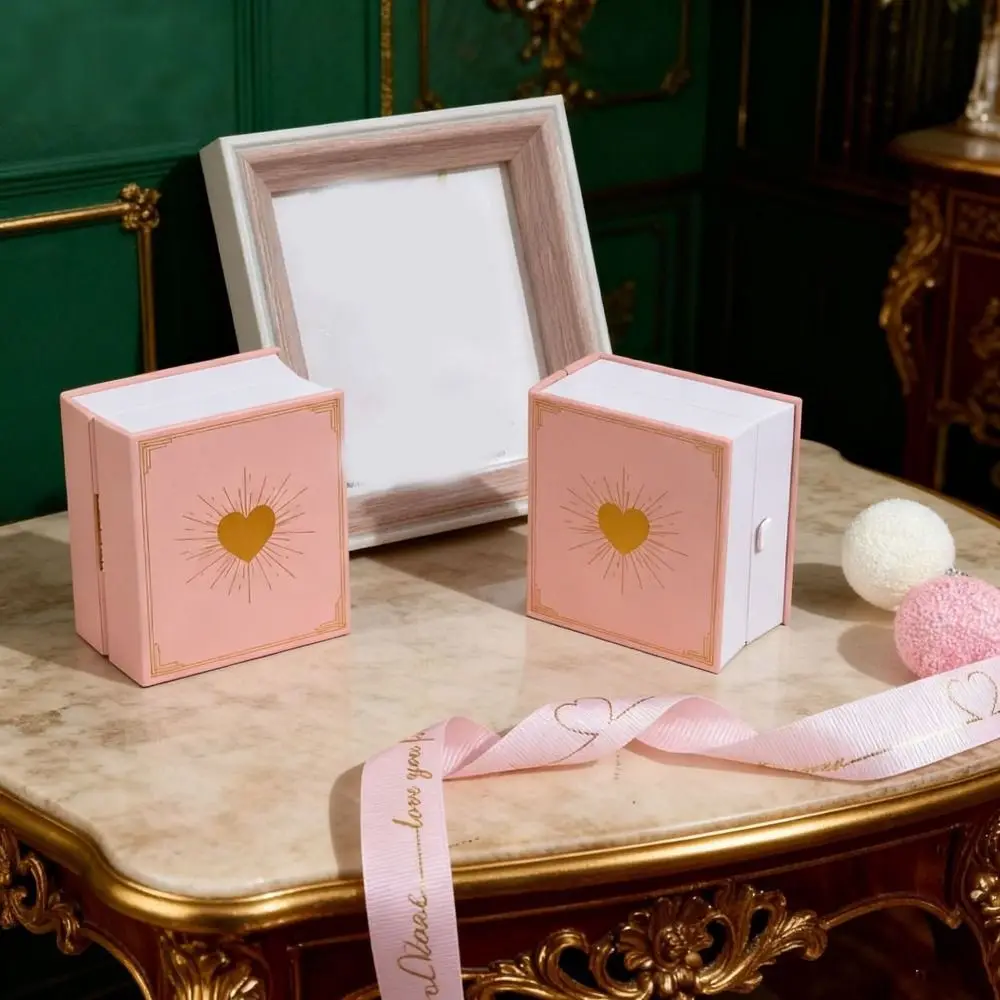 

Fashion Plastic Book Shape Ring Box Jewelry Packaging with Soap Rose Ring Gift Box Romantic Gifts Package Box for Necklace
