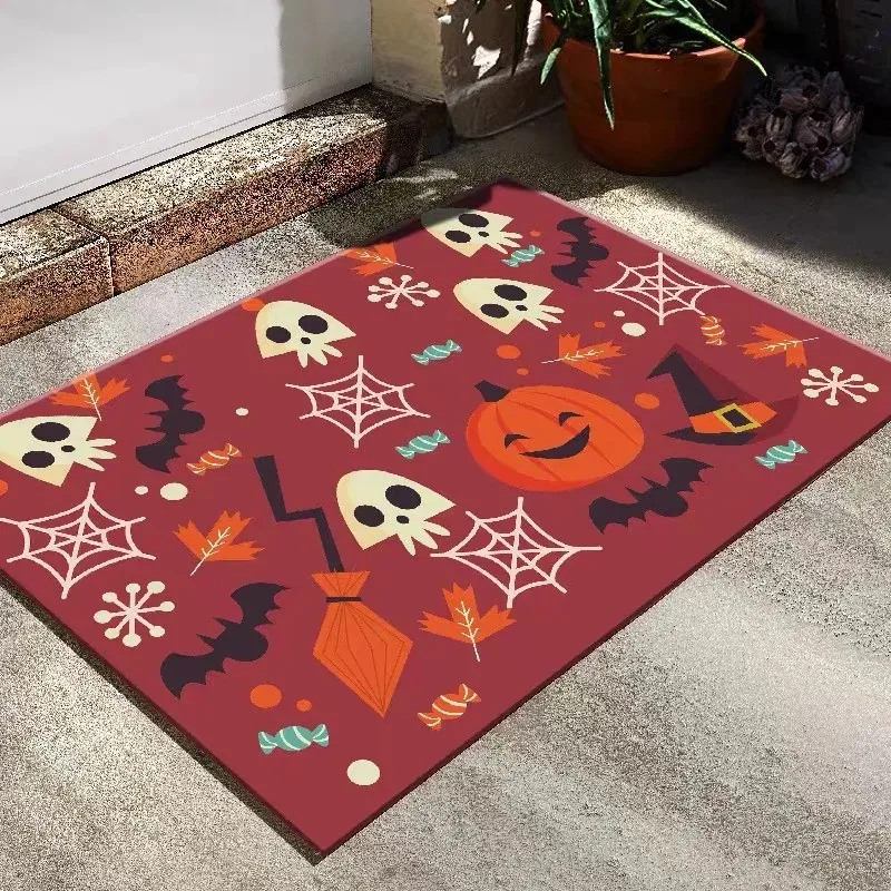 Halloween Entryway Non-slip Footmats Living Room Household Carpet Floor Mats Home Decor Rugs Kitchen Scary Pumpkin Floor Mats