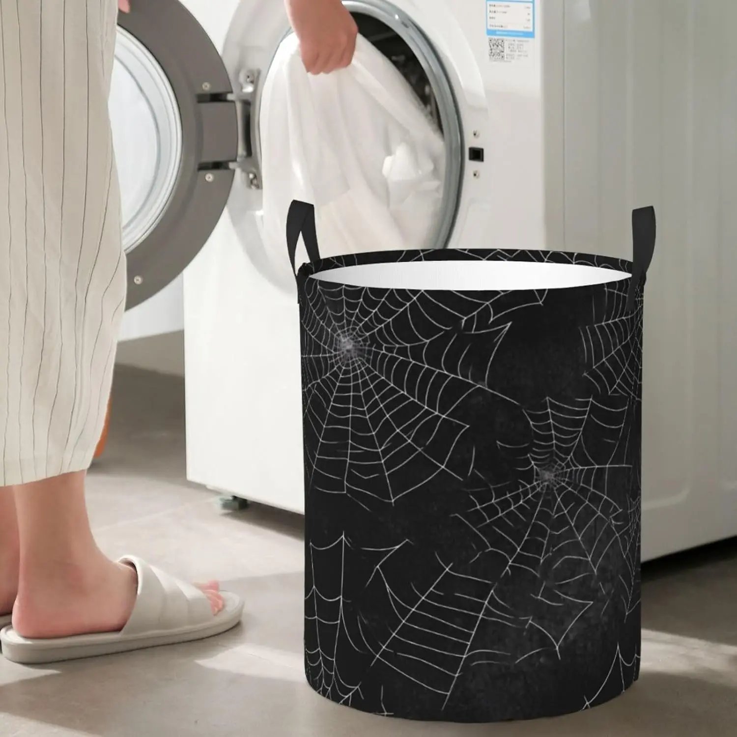 Waterproof Laundry Hamper Halloween Spider Web Collapsible Laundry Basket Large Storage Basket Toy Storage Bins