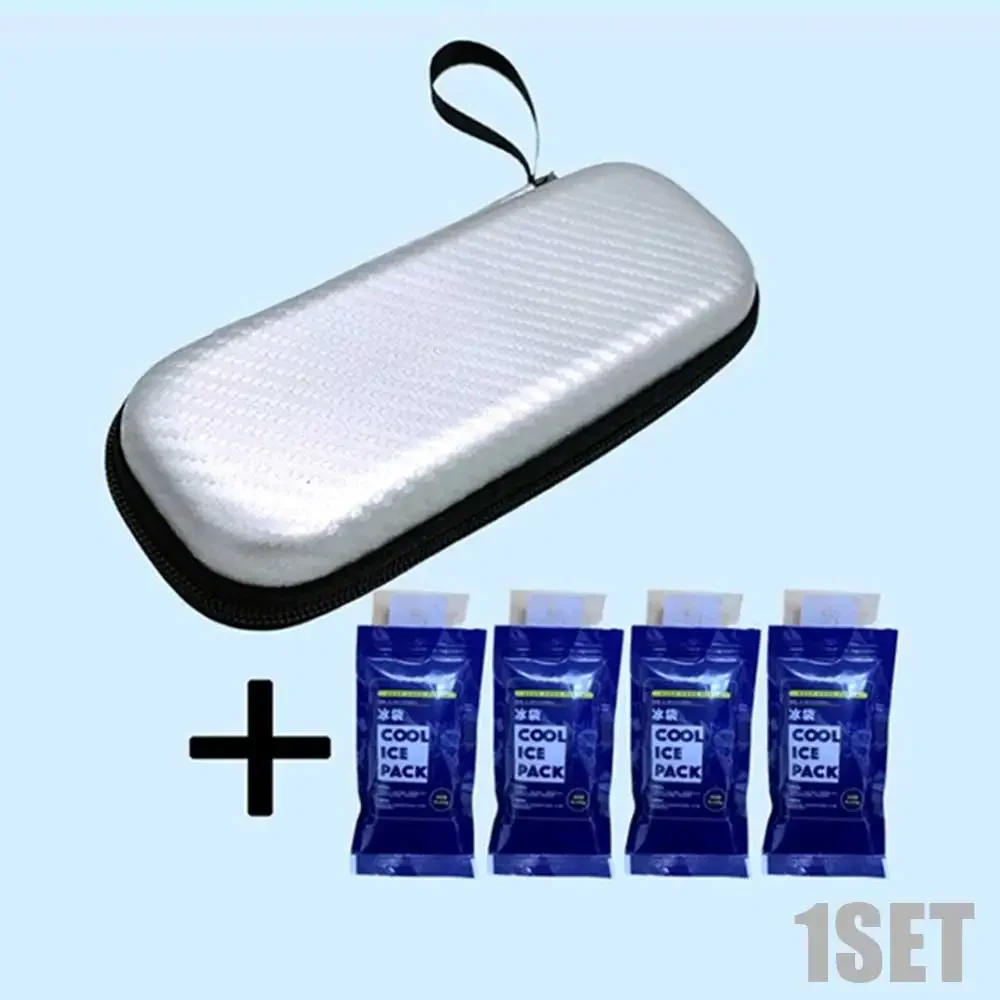 

Portable Insulin Cooling Bag with 4 Ice Pack Diabetic Pocket Pill Protector PU Waterproof Thermal Insulated Medicla Cooler