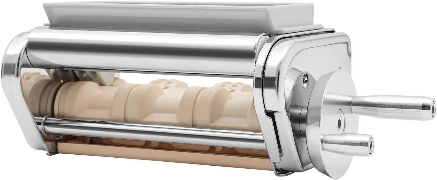 

Stainless Steel Pasta Maker Attachment for Stand Mixers, Manual Ravioli Machine with Dough Cutter and Wrapper
