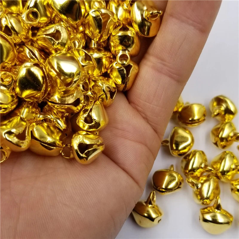 6/8/10/12mm 50-100 sztuk/worek złoty srebrny małe żelazne świąteczne dzwonki akcesoria Craft DIY wisiorek tworzenia biżuterii