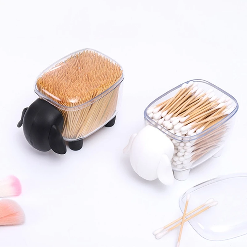 Cartoon Cosmetic Pads Holder Dispener with Removable Lid for Dental Flossers Makeup Paper Clamp Cotton Swabs Binder Ring