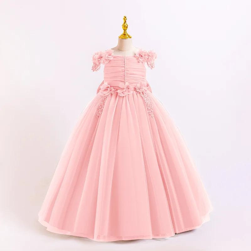 Performance Children Girl Ceremonial Dress Flower Girls’ Suspender Dresses Kid Clothing 8 to 12T