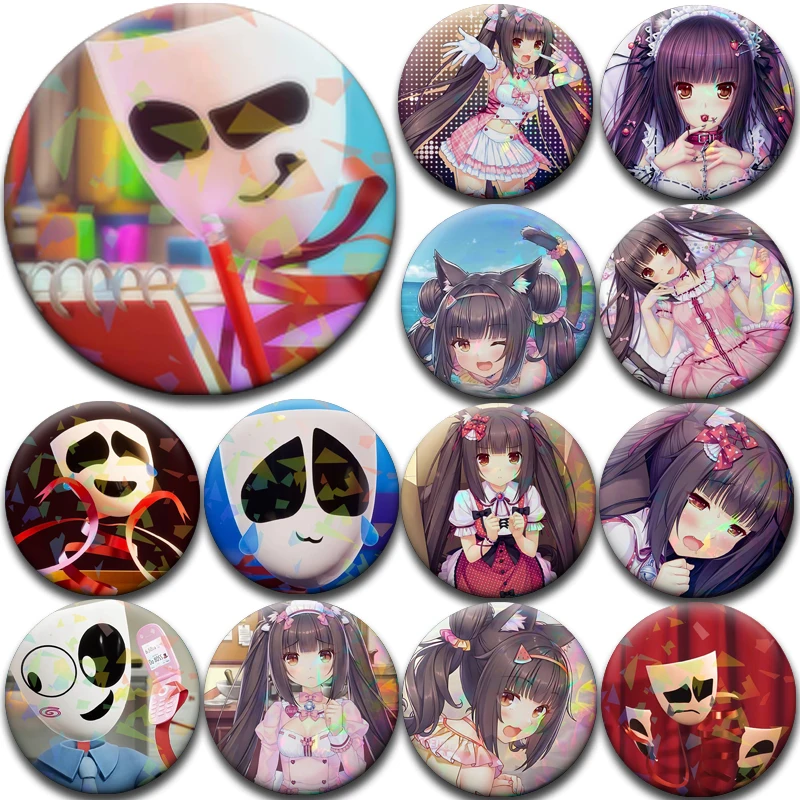 58mm Game-N-Nekopara Chocola Creative Badges G-gangle Jax Zooble Button Pins Handmade Tinplate Minimalist Exquisite Brooches