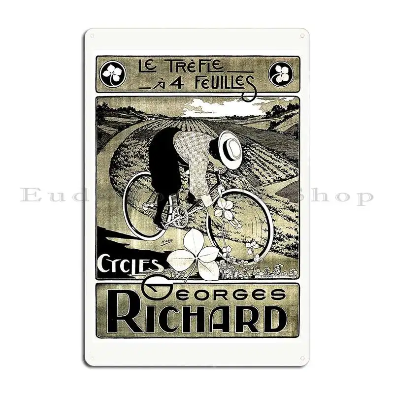 Georges Richard Cycles Art Nouveau Vintage French Bicycle Advertisement Metal Sign Wall Plaque Living Room Tin Sign Poster