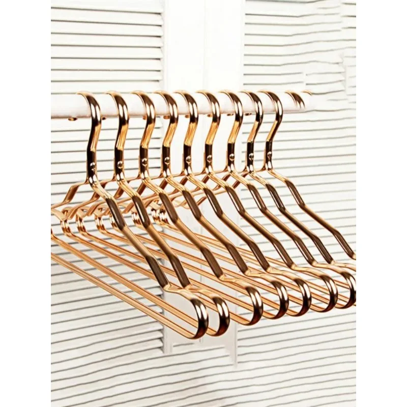 5/10pcs Golden Durable Children Clothing Aluminum Alloy Clothing Hanger Domestic Adult Hanging Coat Hanger Supplies Organizer