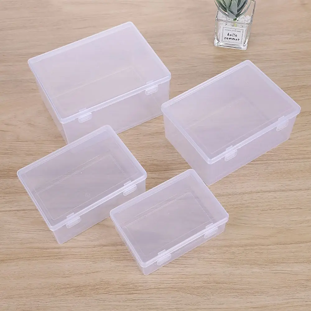 1Pcs Thickened Storage Box Rectangle Portable Plastic Case Transparent Small Medium Large Flip Box