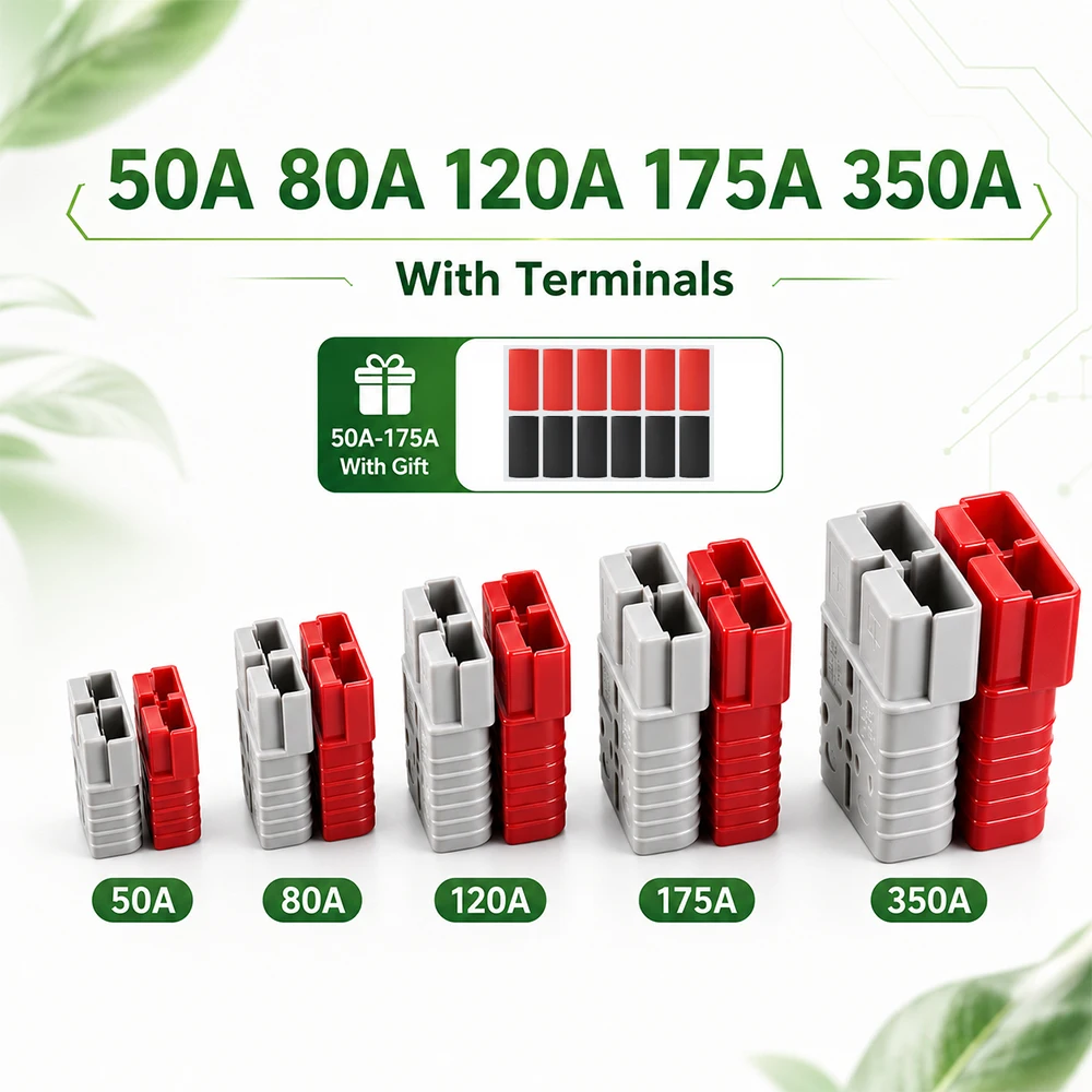 50A 80A 120A 175A 350A 600V High Current Power Double Pole Quick Connect Disconnect Battery Charging Connector Plug
