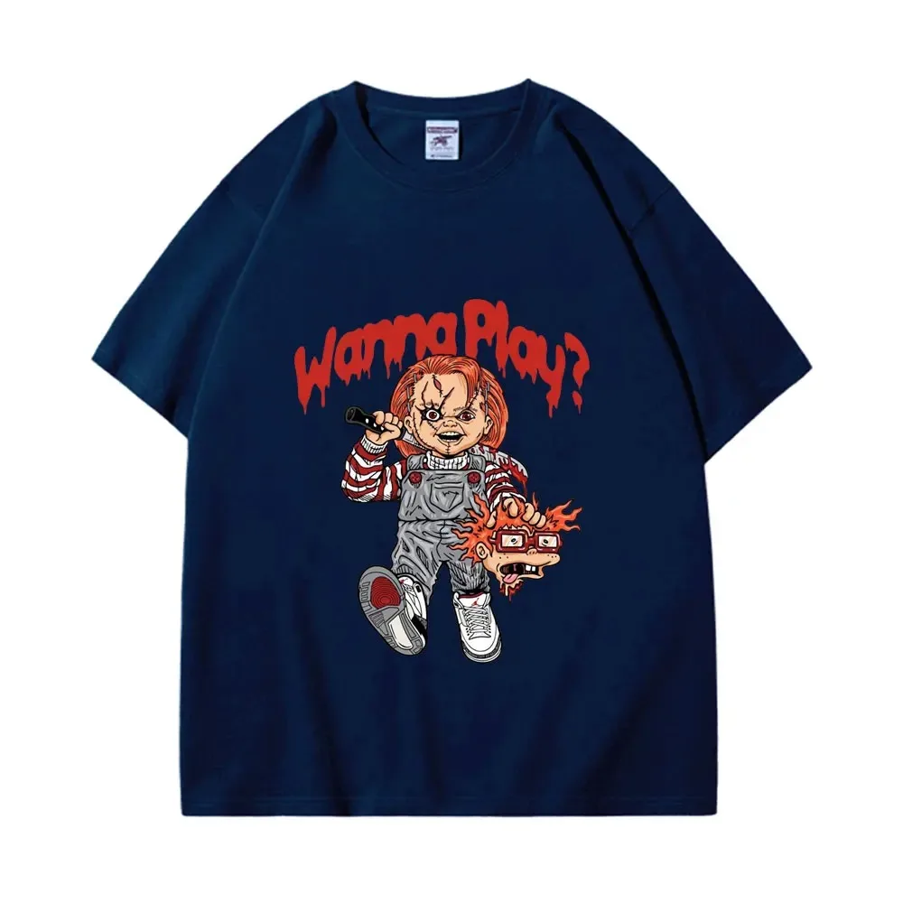 Divertenti magliette grafiche Chucky Horror uomo donna magliette oversize moda gotica T-shirt manica corta in puro cotone di alta qualità