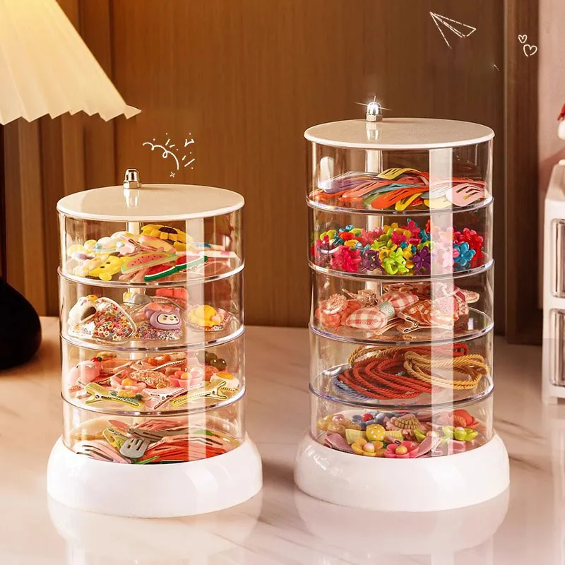 Organizador giratorio de accesorios para el cabello, organizador de pinzas para el cabello de bebé, organizador de bandas elásticas y caja organizadora de joyas.