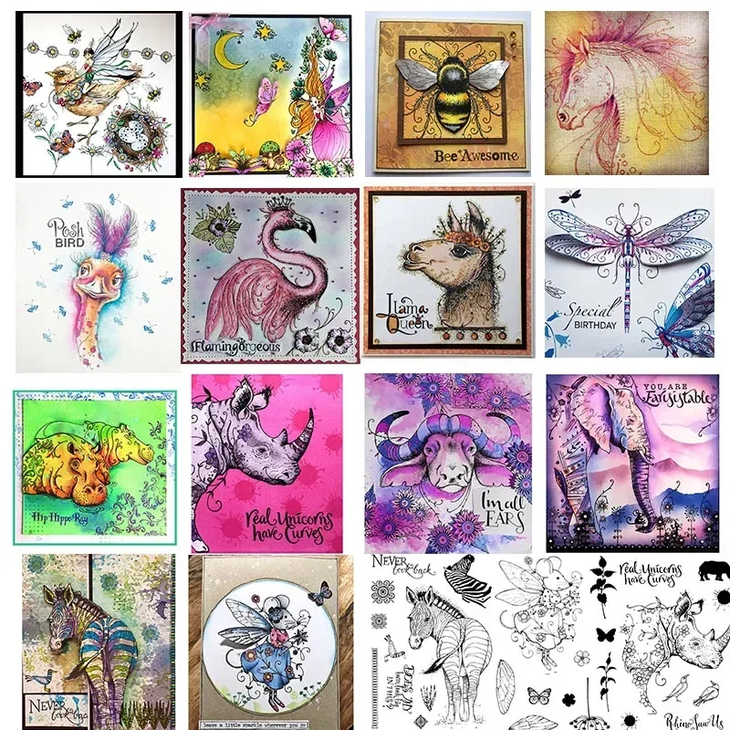 Sexy Zebra Nashorn Flamingo Hot Transparent Silikon Klar Stempel Für Scrapbooking DIY Handwerk Dekoration Weichen Stempel