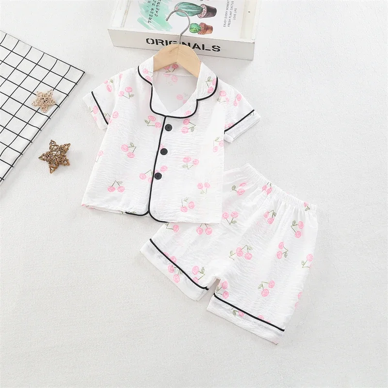 Nieuwe Zomer Baby Kleding Pak Kinderen Nachtkleding Shirt Short 2 Stks/sets Kinderen Meisjes Pyjama Baby Jongens Kleding Peuter Kostuum