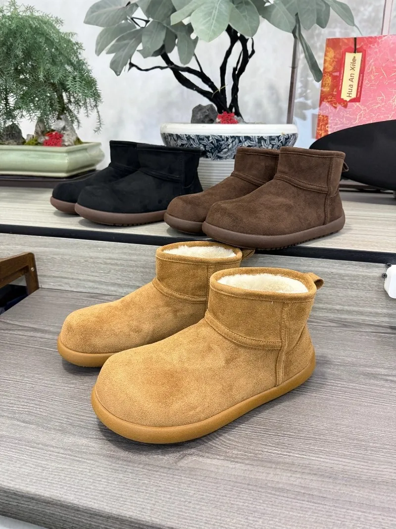 Northeast China Thickened Fleece Lined Winter Snow Boots Men's Warm Fur Integrated Anti-Slip Cold Resistant Large Head Cotton...
