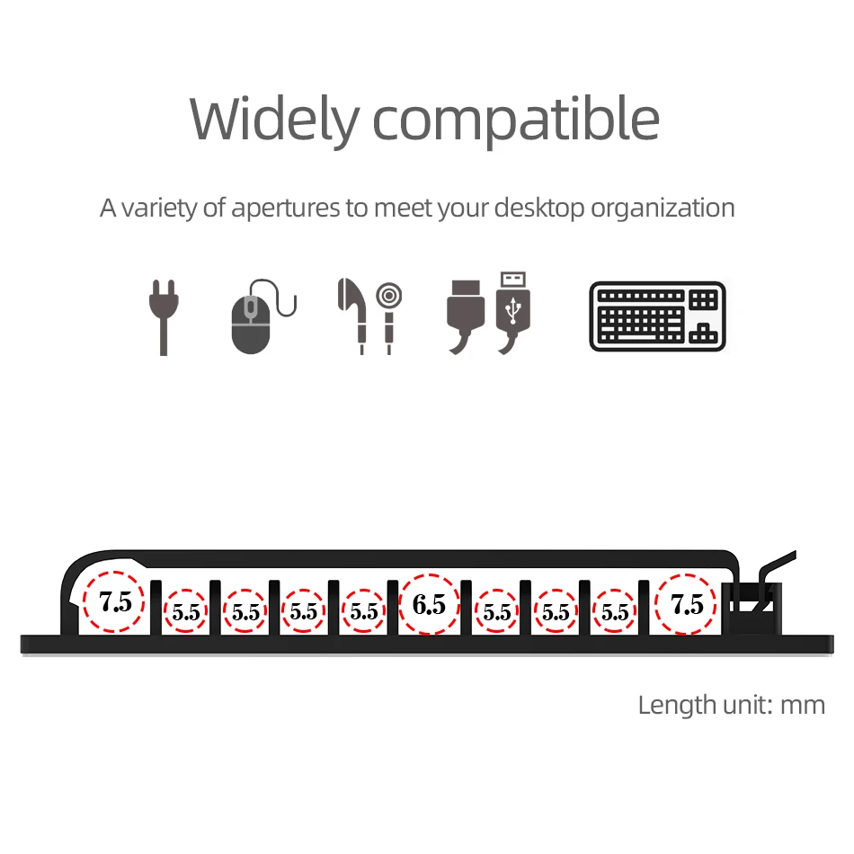 3 قطعة 5/8/10 فتحات ذاتية اللصق منظم الكابلات مقاطع حامل السلك لمكتب التلفزيون الكمبيوتر إيثرنت تحت مكتب إدارة الحبل USB