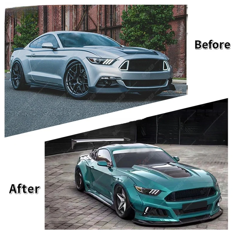 High Quality Robot Wide Style FRP Fiber Glass Full Set Conversion Body Kit Car Bumper Accessories Fit for 2015‑2023 Mustang