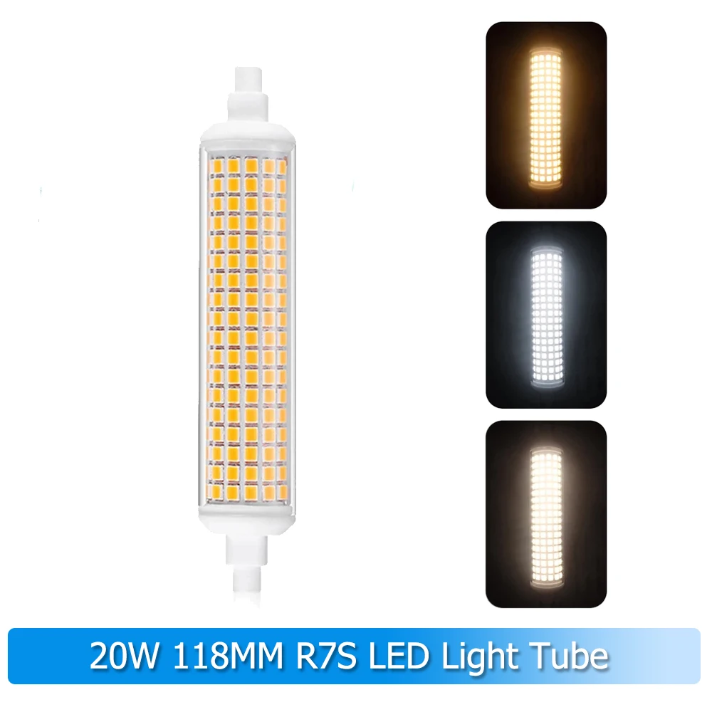 

R7S LED Bulb 118MM 20W Hight Brightness Light Tube 3000K 4000K 6000K Ceramic White Lamp for Living Room Lighting Energy Saving