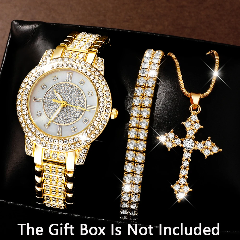 3-piece retro and elegant quartz watch and accessories, suitable for daily wear and gifting to family and friends