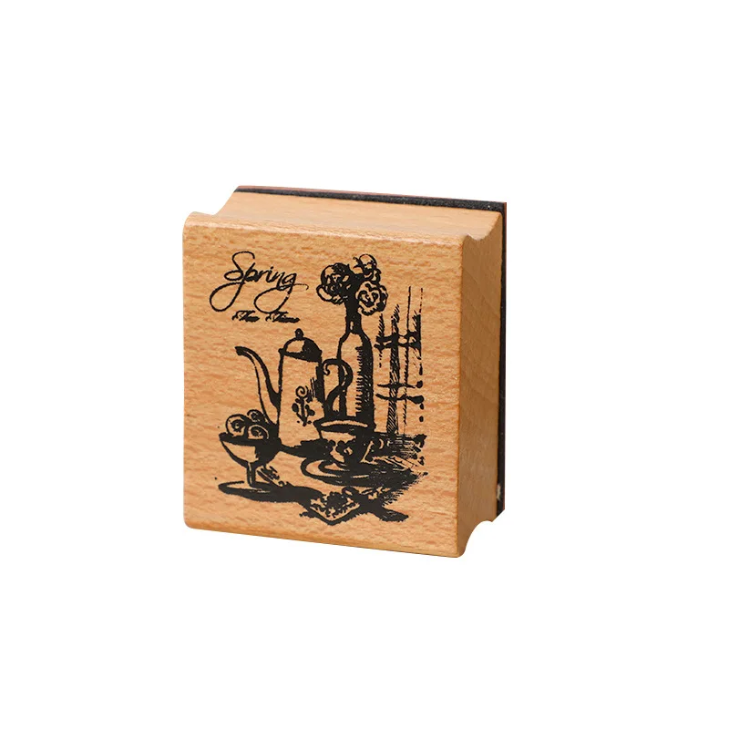 Vintag Esewing Machine Birdcage Cat Wooden Rubber Stamps Set Diy Rubber Stamp For Card Making Scrapbooking