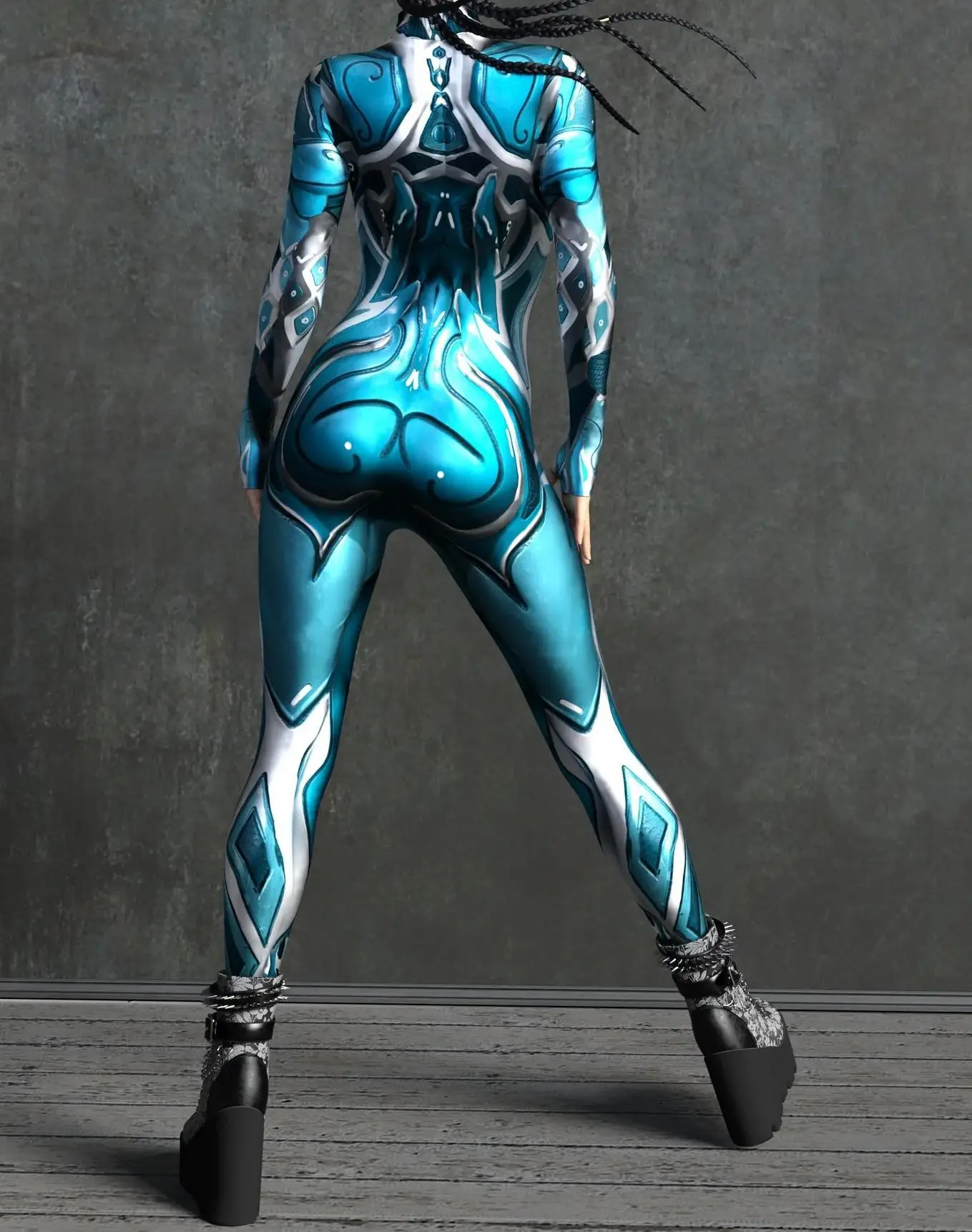 Mechanischer Rüstungsanzug für Frauen, Cyber-Fighter-Cosplay-Bodysuit, Steampunk-Kostüm, Zentai-Anzug für Halloween-Partys – Detail 35
