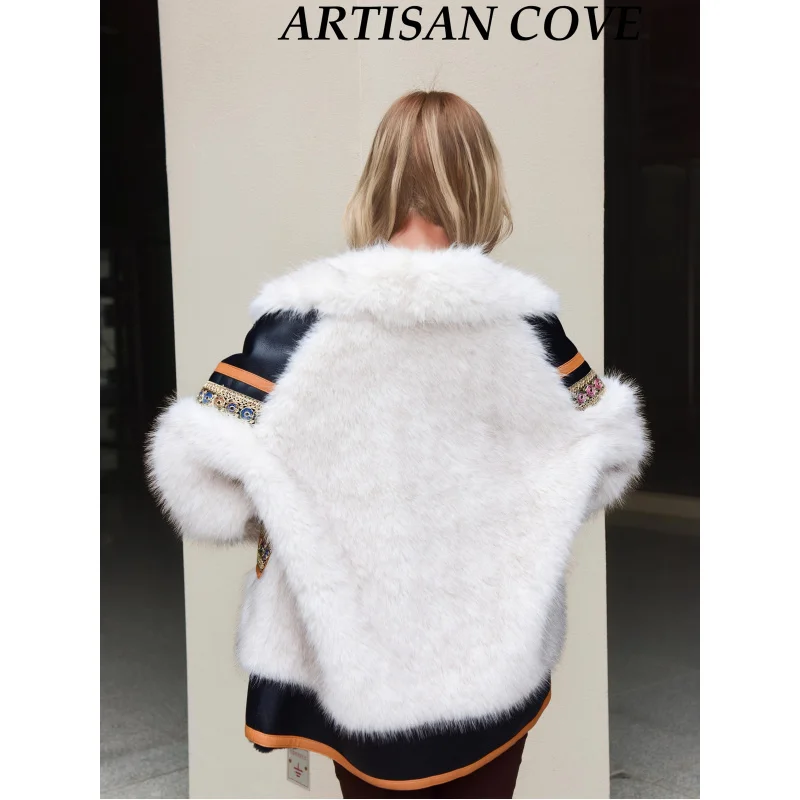 

Осенне-зимняя новая кожаная куртка из искусственного лисьего меха-стильная и элегантная, свободный стиль, моющееся пушистое зимнее пальто