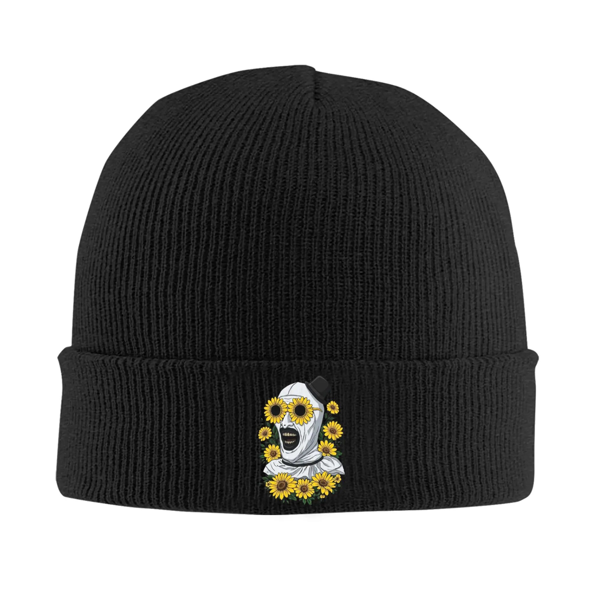 Terrifiers Art And Sunflowers Knit Hat Beanies Winter Hats Warm Acrylic  Color Halloween Cap for Men Women Gifts