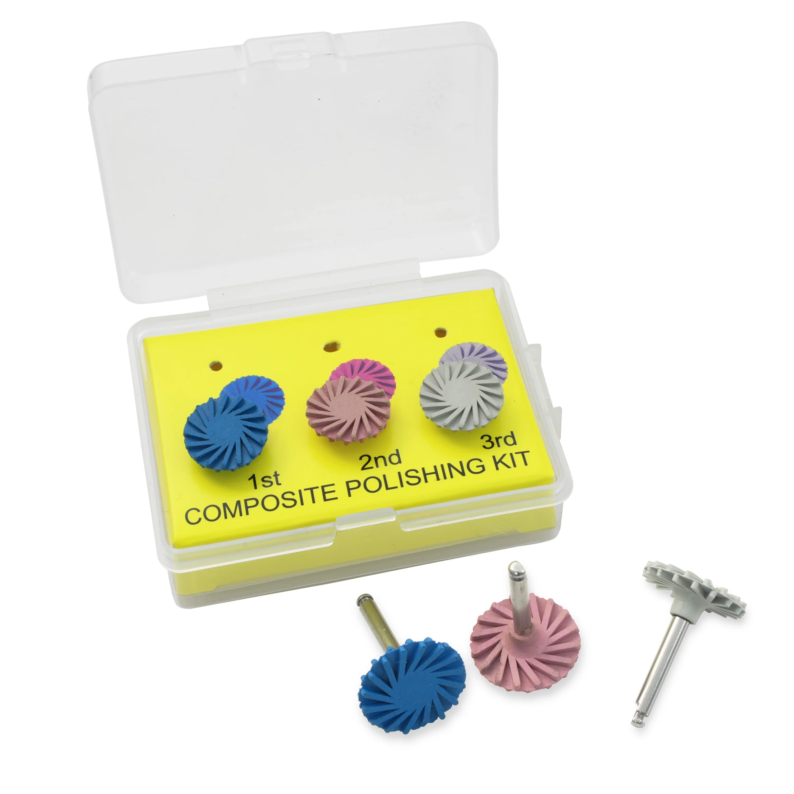 6Pcs WELLCK Dental Rubber Polisher Composite Resin Polishing Diamond System RA Disc Polish Kit Spiral Flex Brush Dentistry