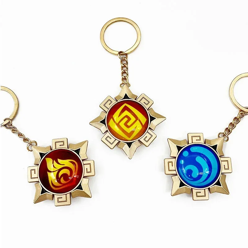 Game Inazuma Sumeru Fontaine Natlan Snezhnaya Keychain Luminous 7 Element Eye Of Original God Toy For Genshin Impact Coser Props