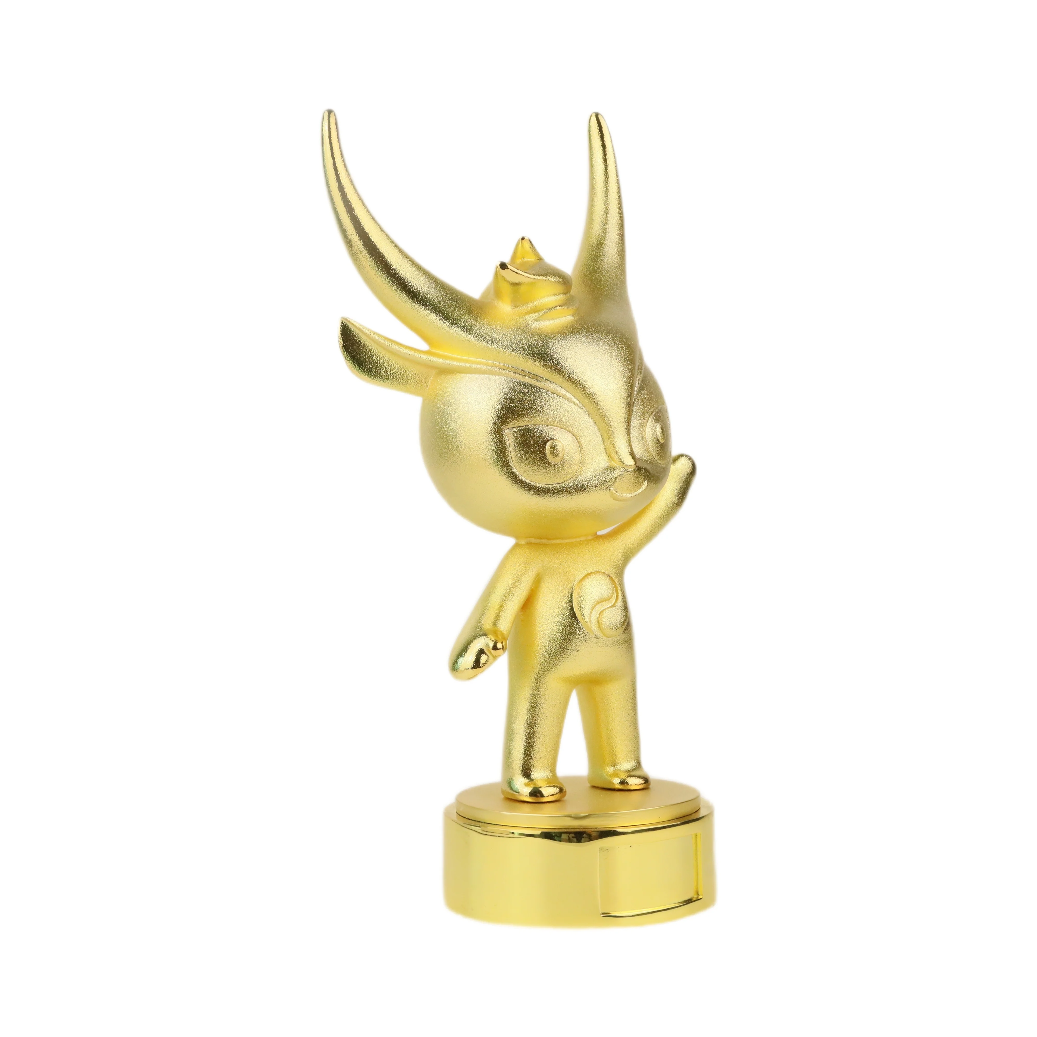 Factory Custom 3D Gold Craft Business Sports Events Country Mascot Sculpture Souvenir Award Trophies Logo for Home Decoration