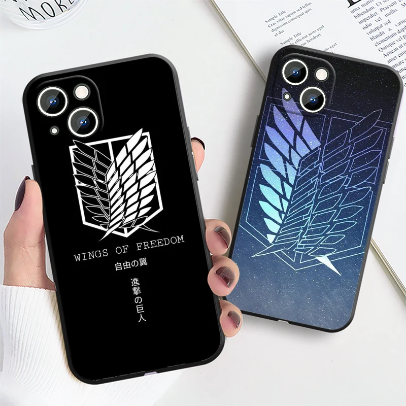 Attack on Titan Logo For Apple iPhone 15 14 13 12 mini 11 XS XR X 8 7 Pro Max Plus Black Silicone Funda Soft Phone Case Cover