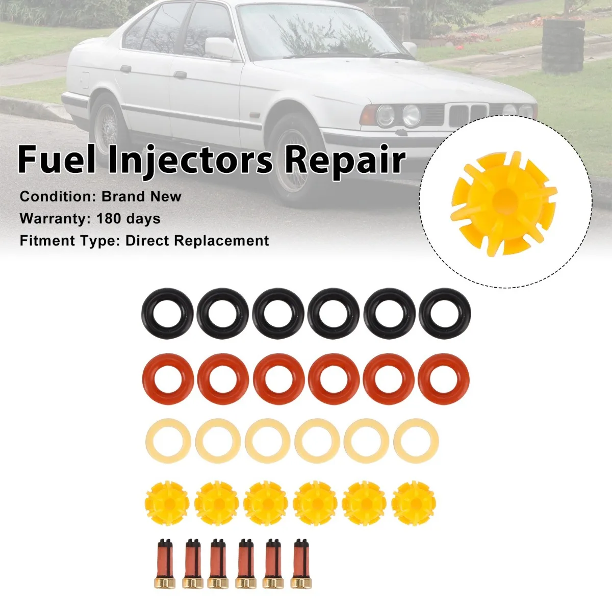 

Car Fuel Injector Seal O-Ring Set 0280150414 Replacement Accessories Fit BMW 5 Series E34 87-93 E39 1995-2003