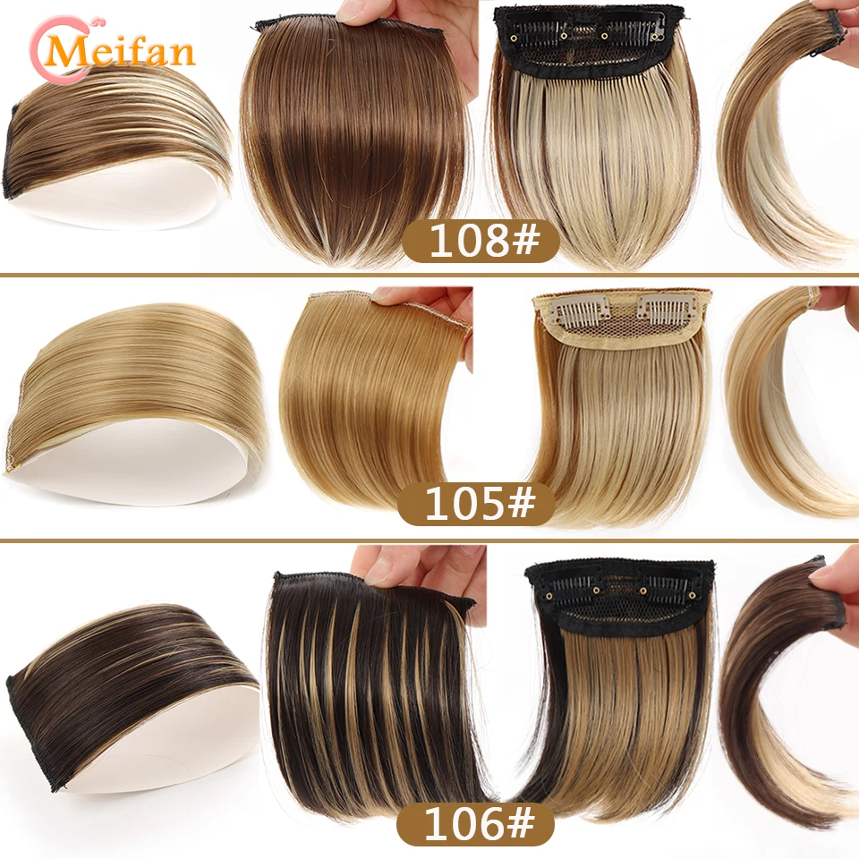 MEIFAN Synthetic Short Straight Patch Hair Pieces Invisible Clip in Hair Extension Fluff Natural Fake Pad Hight Hairpieces