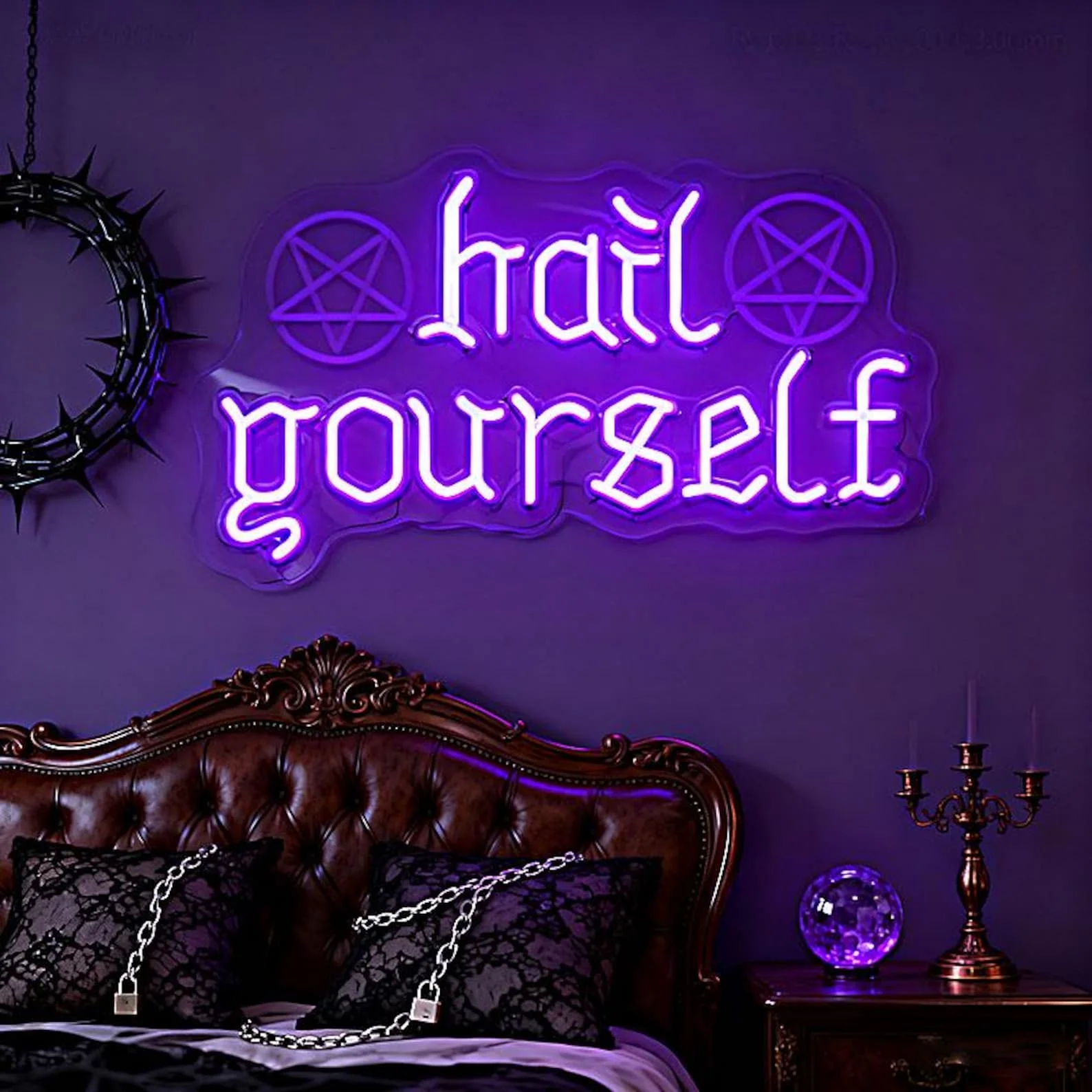 Gothic Hail Yourself Neon Sign,Love Yourself NeonSign,Inspirational NeonSign,Gothic Dark Humor Satanic Neon,Positive Quotes Neon