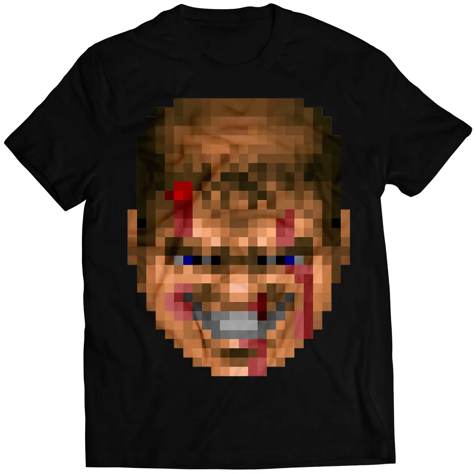 

DOOM Face Pattern High-Quality Unisex T-Shirt Pure Cotton Harajuku Style Casual Loose-Fitting Couple T-Shirt, All Seasons