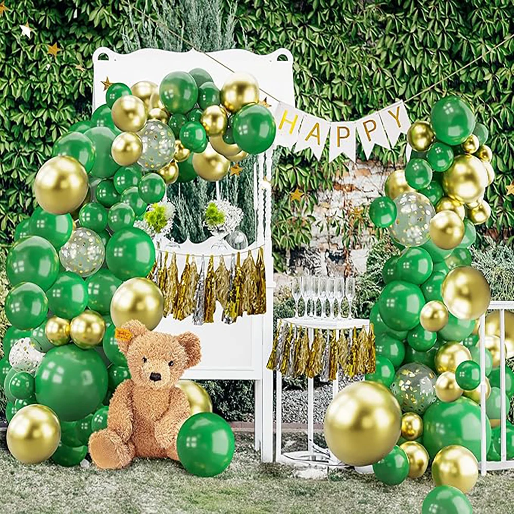 Palloncini verde scuro ghirlanda oro metallizzato coriandoli Kit arco palloncino in lattice decorazioni verdi natalizie Globos decorazione festa di