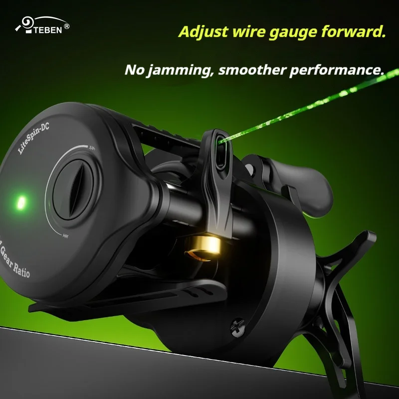 Teben Linglong Black Dc Drum Reel Fishing Line Wheel Universal