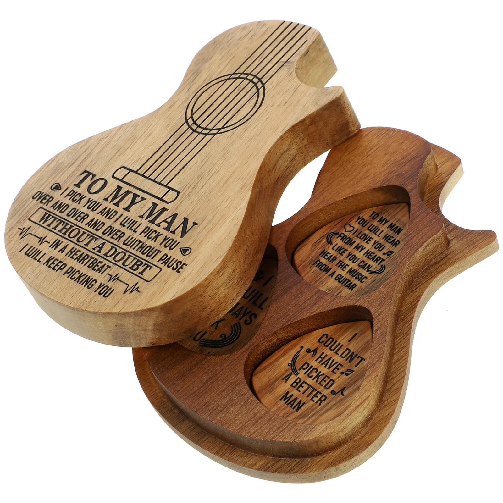 

3pcs Wooden Guitar Storage Holder For Guitar Accessories Lightweight Picks Organizer With 3 Picks, Perfect Design For