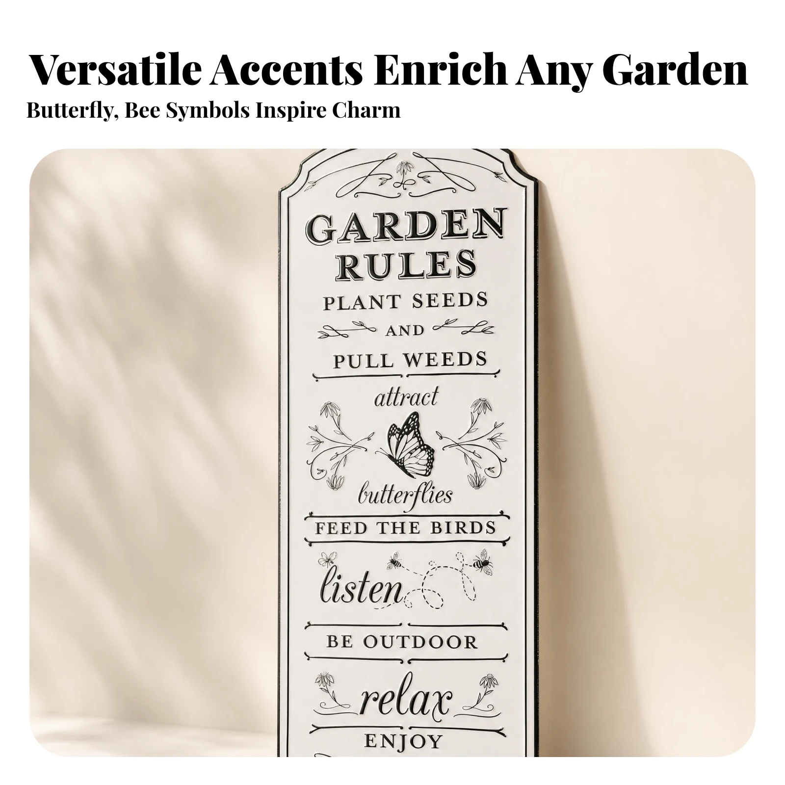 Garden Sign Butterfly Motif Garden Metal Sign Rustic Plaque Botanical