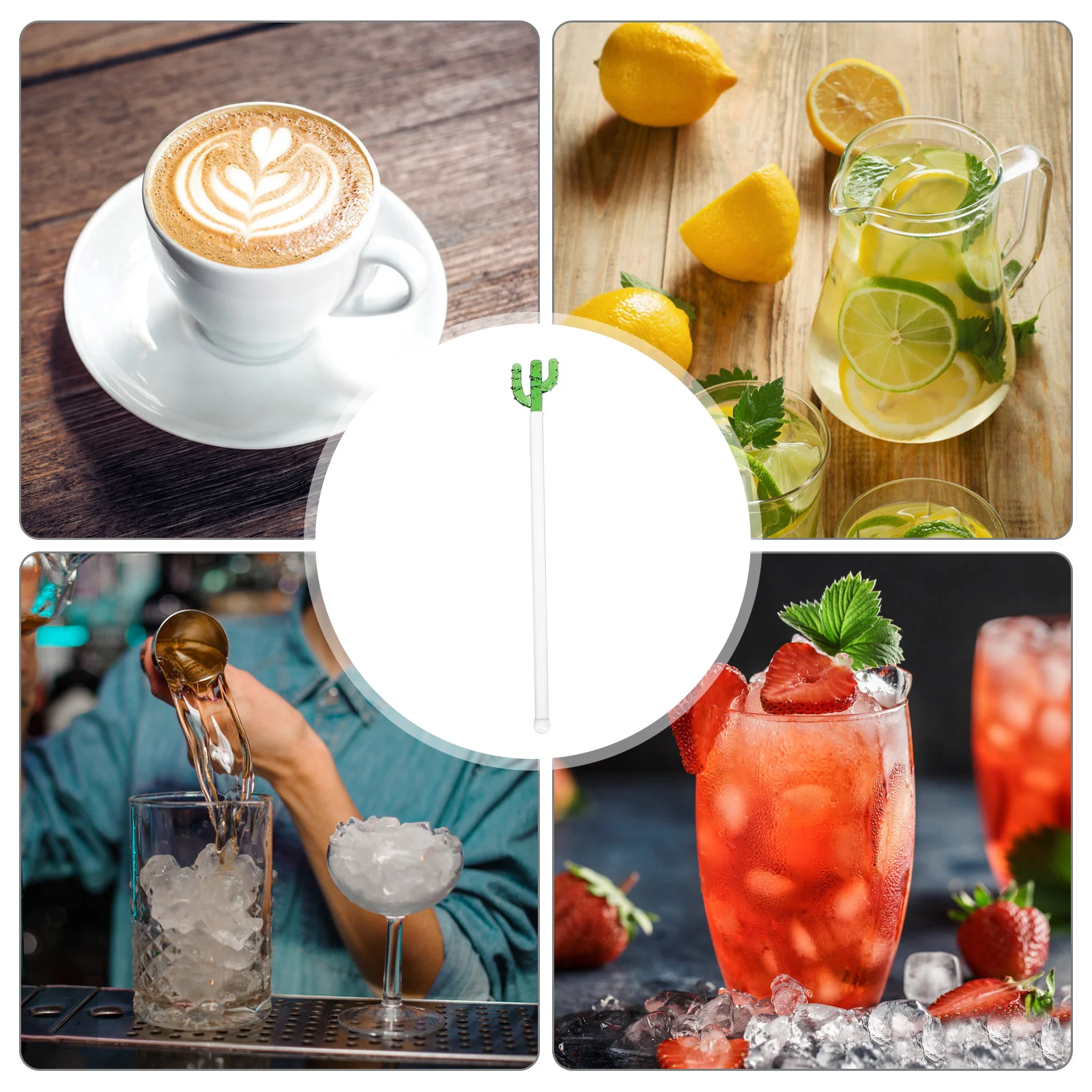 

1Pcs Crystal Clear Glass Stirring Stick Cactus Shape Mixology Tool for Drinks Bars Restaurants Cafes Home Party Supplies