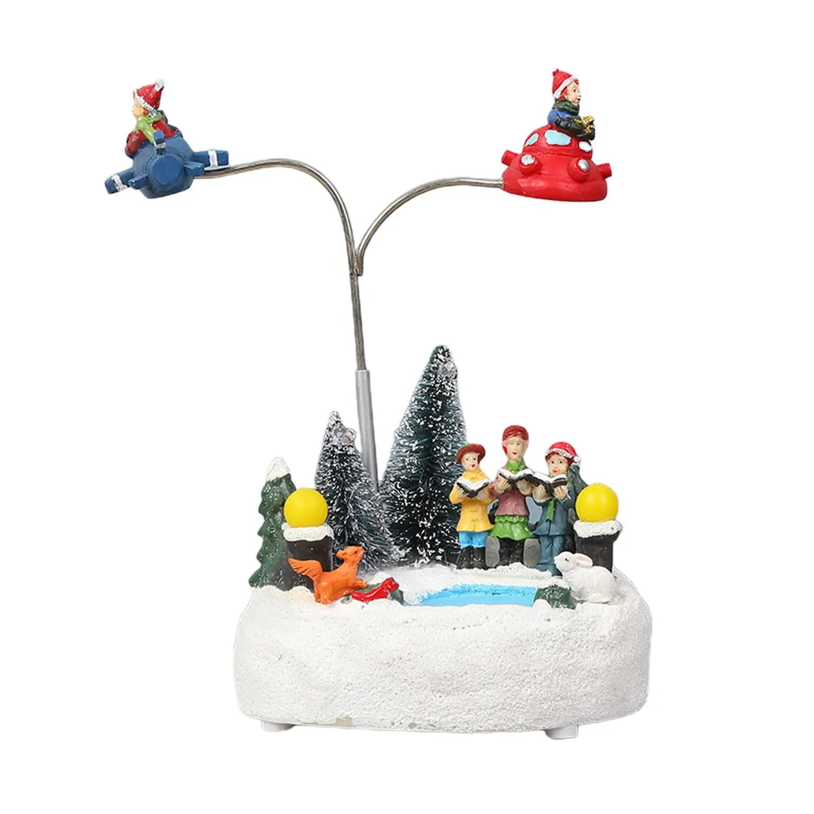 Resin Christmas Scene Village with LED Light and Music Battery Operated Christmas Ornamnet