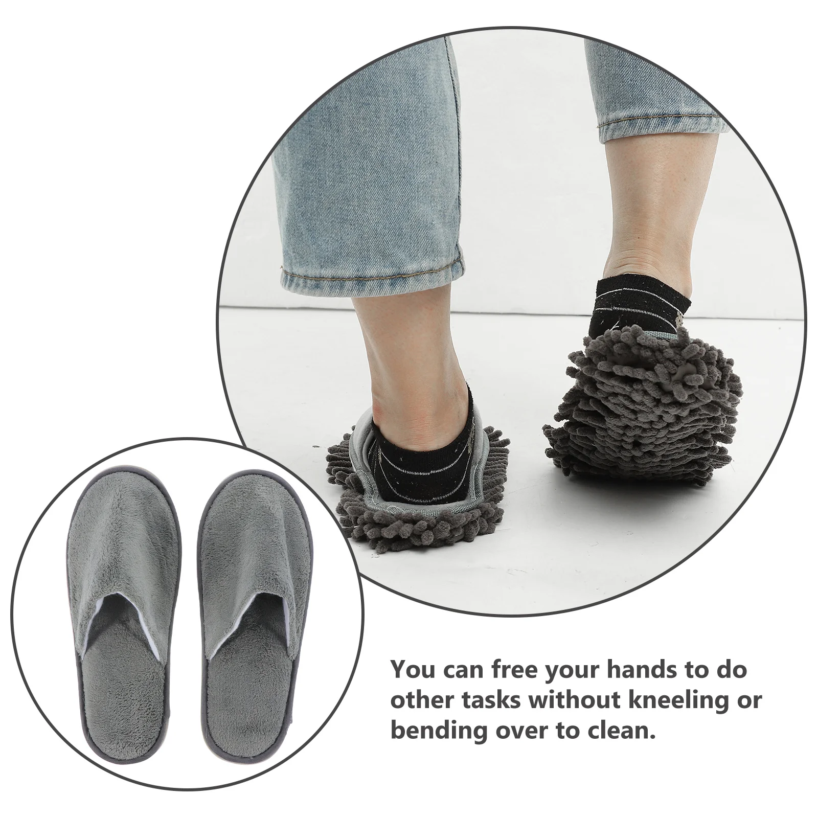 

Reusable Mop Slippers Chénille Material Floor Cleaning Tool For Home Kitchen Bathroom Practical Mop Socks Sweeping
