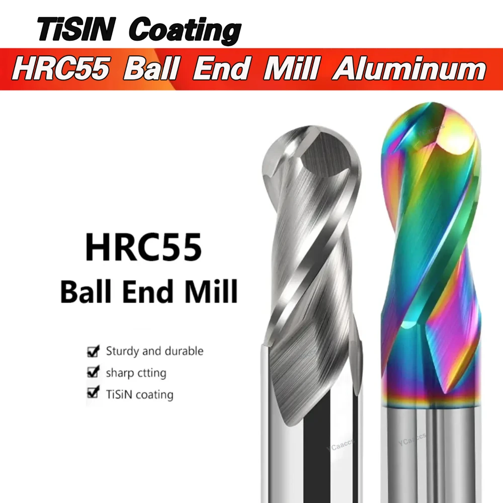 

Шаровая Концевая фреза HRC55 с 2 канавками, аллюминиевые режущие инструменты R0.5, 6 мм, карбидная фреза с ЧПУ для алюминия, меди и акрила, фреза